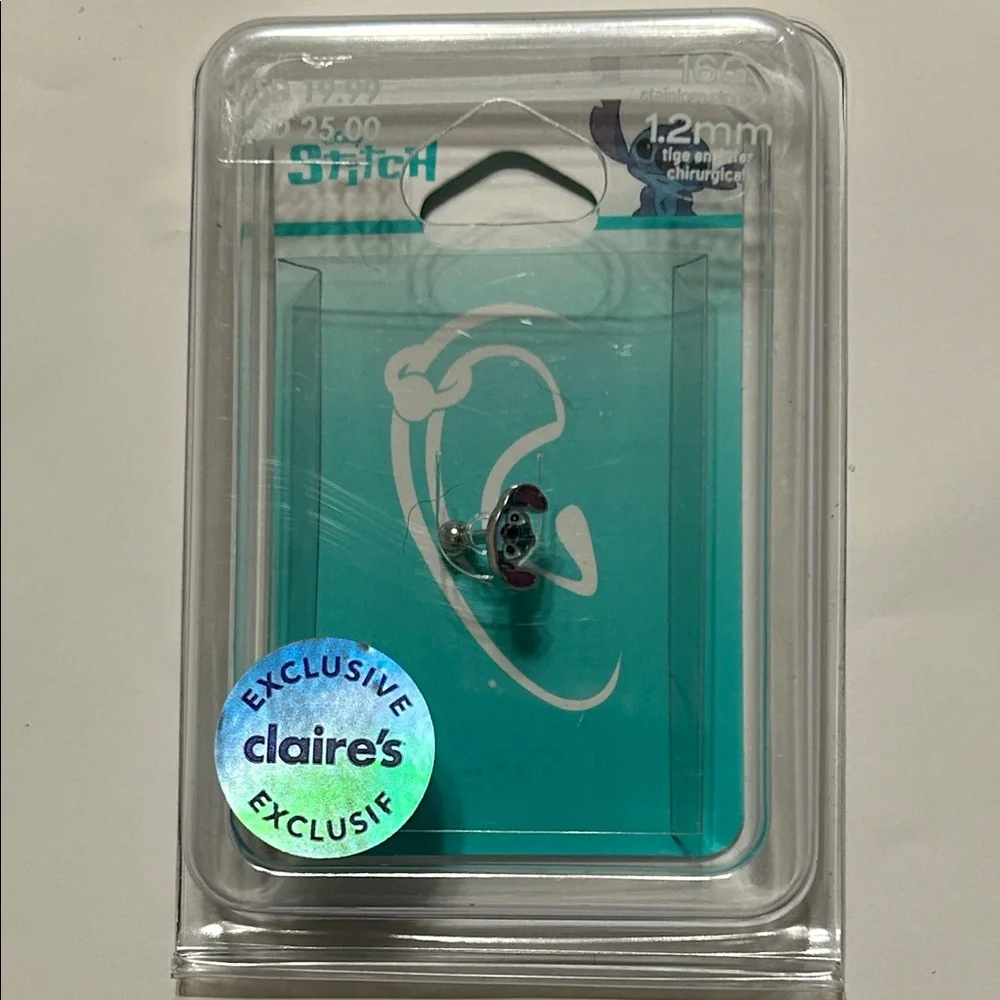 Claire's Blue and Silver Stitch earring NEW stainless steel post NEW